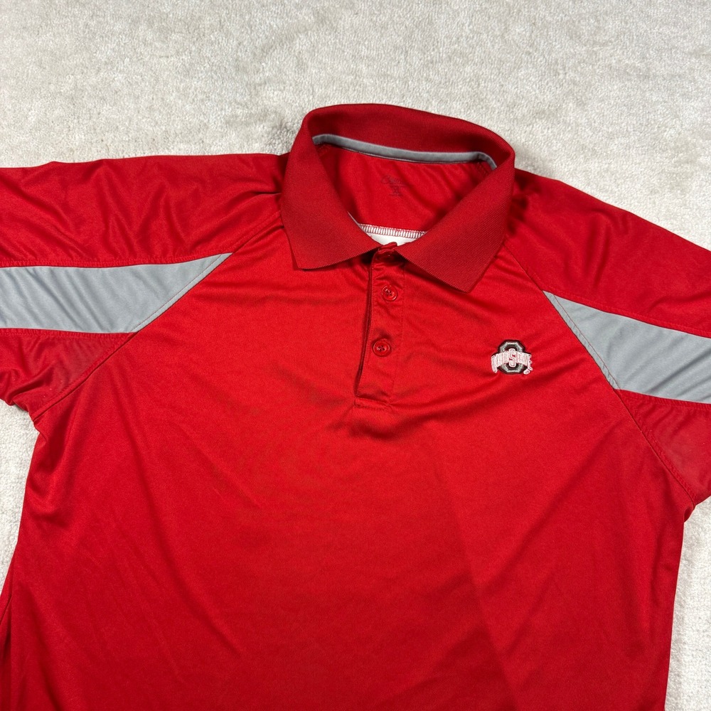 Colosseum Polo Shirt Mens XL Red Ohio State Buckeyes NCAA Short Sleeve Sporty
